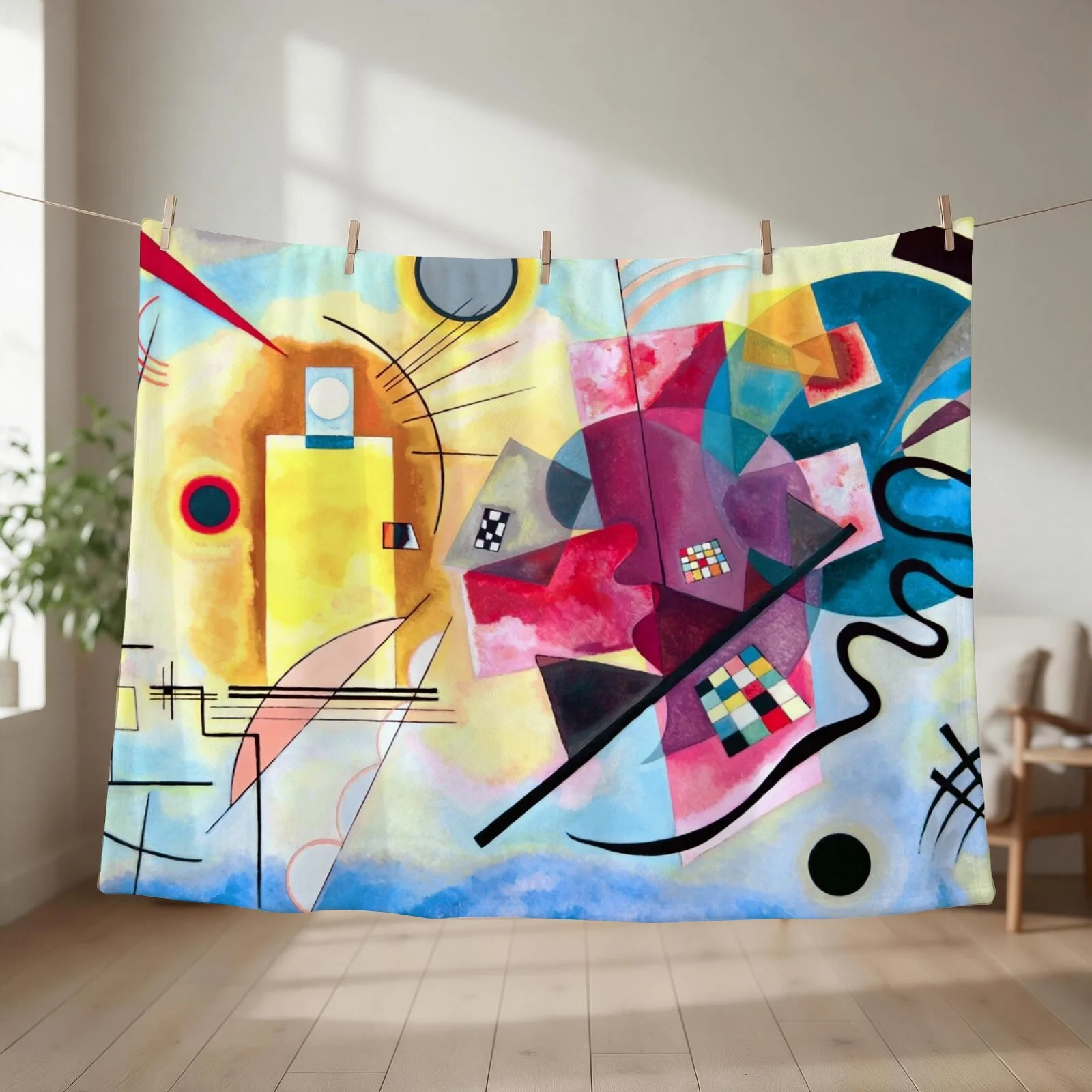 Wassily Kandinsky - Yellow Red Blue Throw Blanket couch cozy soft plush fuzzy picnic outdoor blanket