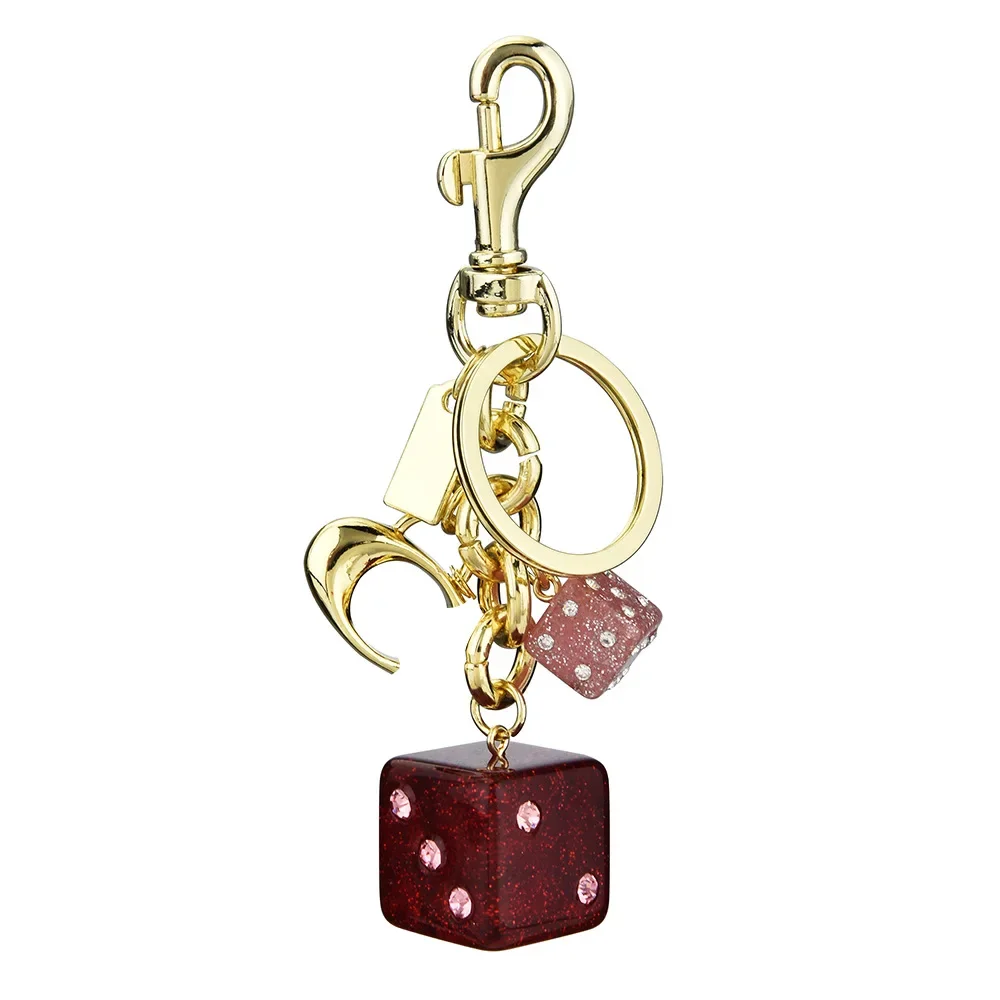 

2025 Pink dice, crystal resin, English letter key chain, student ladies' bag, gift pendant, bag pendant