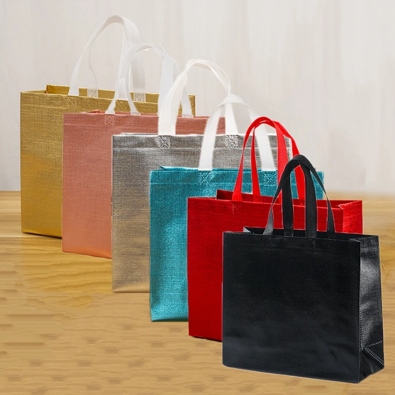 Waterproof Embossed Non-woven Fabric Grocery Bag Film Coated Laser Bag Takeaway Bag Shopping Pouch Eco Bag Shopping Bags