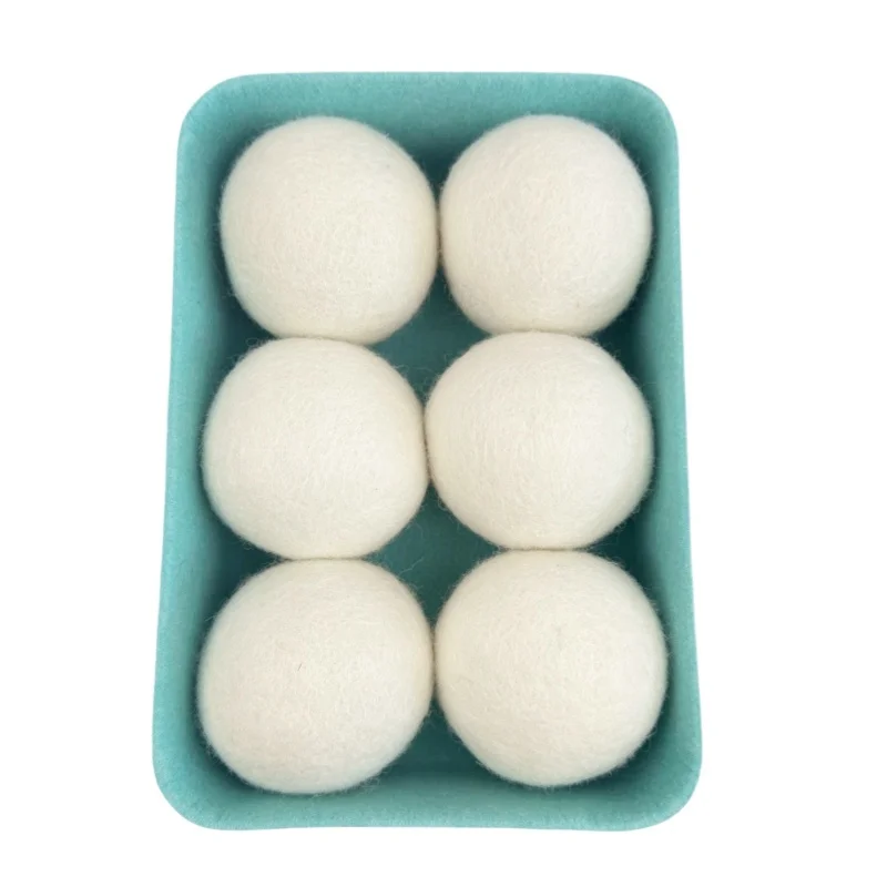 Pure 100% Wool Dryer Balls Include Felt Boxes, Reduces Drying Time and Wrinkles,Chemics-Free,Baby Safe,Easy to Store,6 Packs