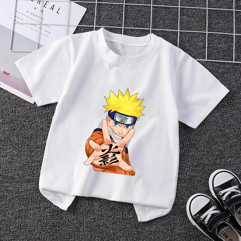 Narutoed T-shirt Short Sleeve Shirts Summer Cute Cartoon Printed Sportwear Boys Birthday Clothes Casual Tops Hip Hop Outfit Gift