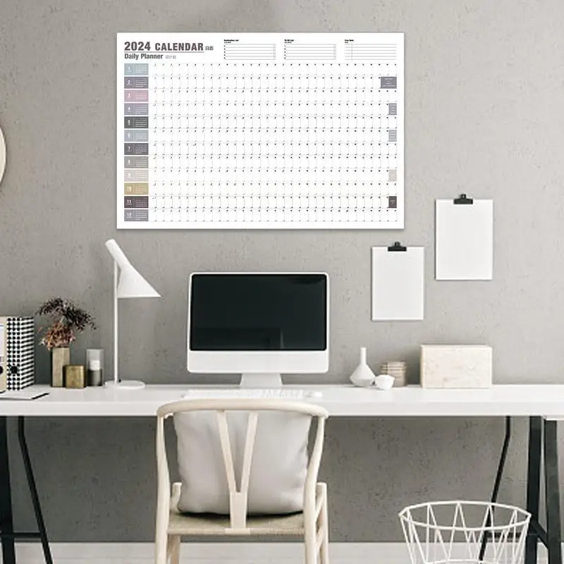 2024 Yearly Wall Calendar Poster Wall Calendar 2024 Poster Calendars For Wall Work Study Home Wall Planner 2024 Yearly Planner