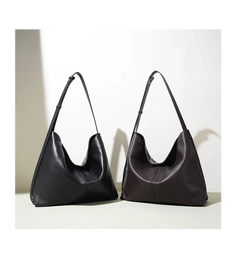 New high-end textured commuter shoulder messenger bag sheepskin niche lazy wind large-capacity tote women's bag