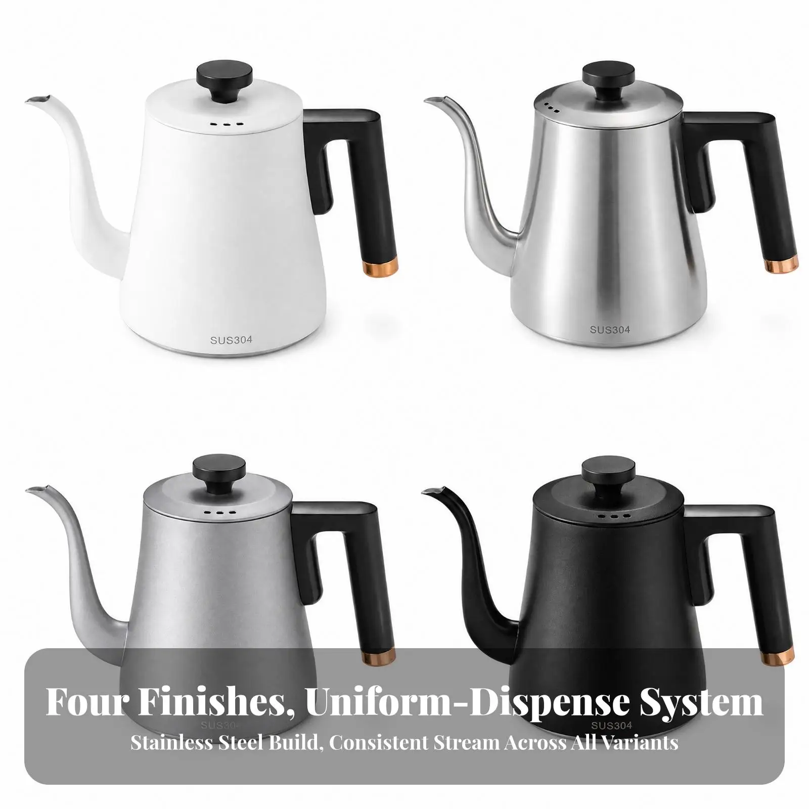 Stylish Copper Accent Handle Kettle Stainless Steel Teapot for Stovetop Use Electric Induction Compatible Pot