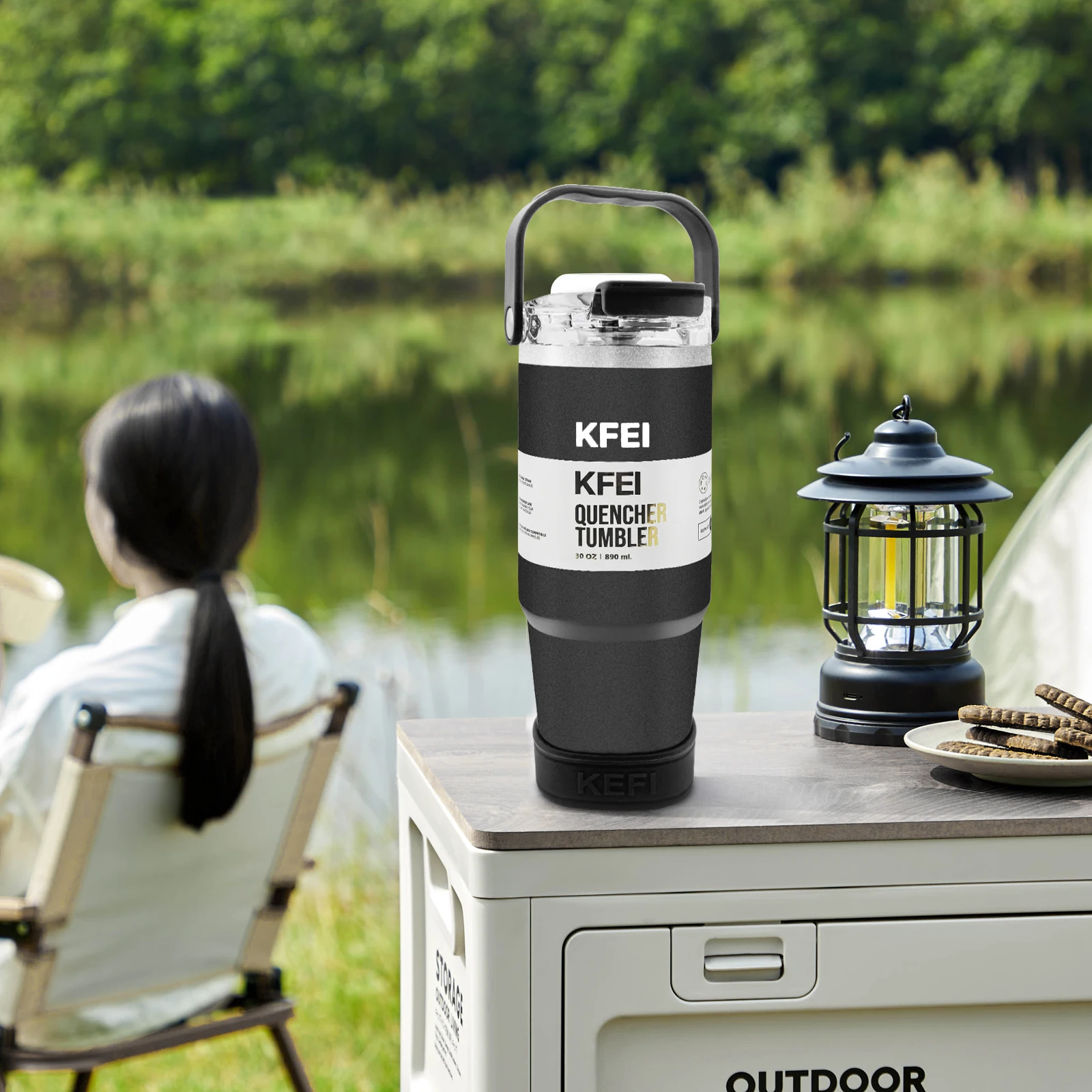 1 قطعة 30 أوقية بلون سادة مزدوج الجدار من الفولاذ المقاوم للصدأ، مع غطاء وقش، الدفء 12 ساعة والثلج 24 ساعة، معزول، خارجي من الفولاذ المقاوم للصدأ