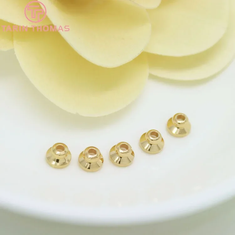 (3073)10PCS 5x3MM 24K Gold Color Plated Brass Beads Caps Tassel Caps High Quality Diy Jewelry Accessories