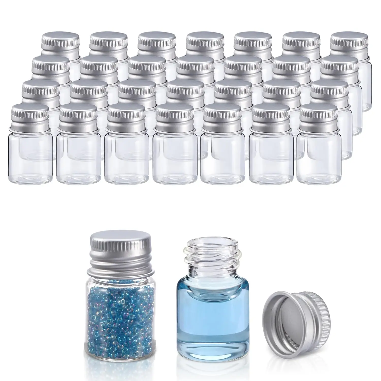 50Pcs 5ml-250ML Mini Plastic PET Bottle Aluminum Screw Caps Portable Sample Vials Travel Cosmetic Containers For Lotion Creams