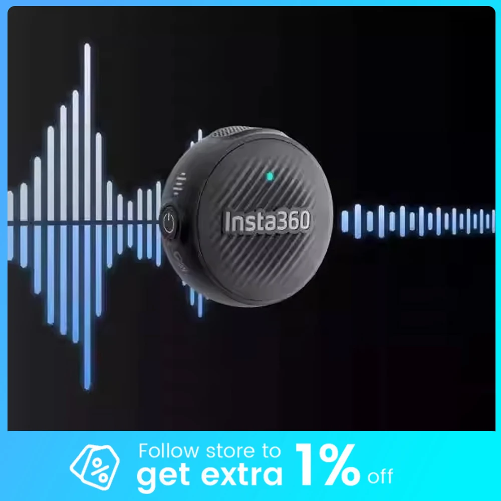 Insta360 X5 Mic Air Transmitter 48khz جودة عالية للحد من الضوضاء التوافق مع التدفق 2 Pro تسجيل مخصص Upport بنقرة واحدة