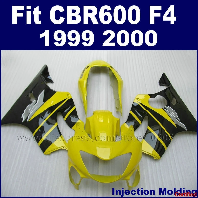 

Injection Motor Fairings Set For HONDA CBR600F4 1999 2000 CBR600 99 00 F4 CBR600F Yellow Black ABS Fairng Kits