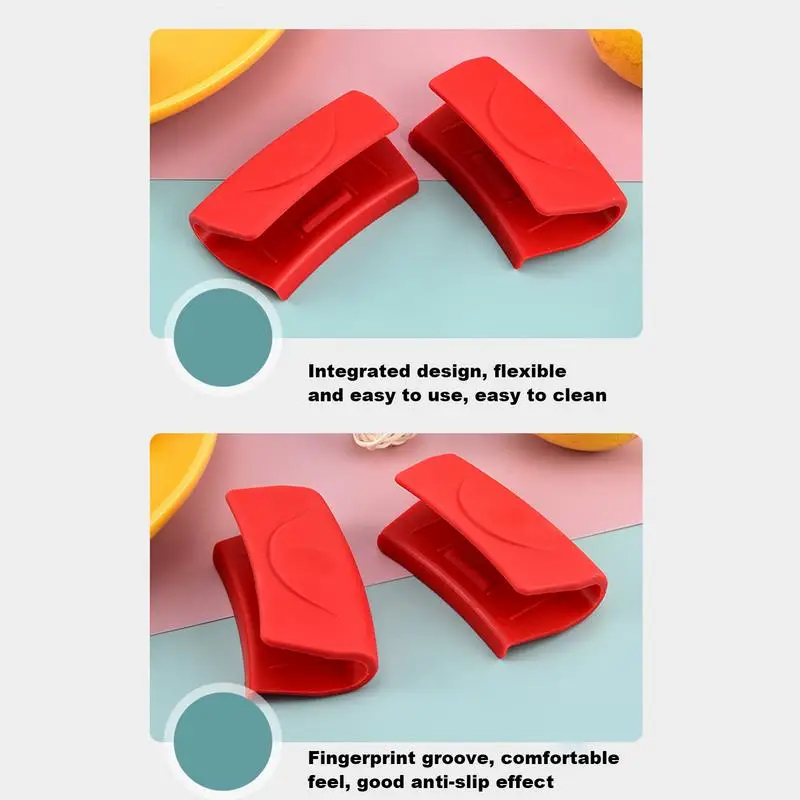 Pot Handle Covers Heat Resistant 2PCS Thick Silicone Insulated Hand Clip Non-slip Removable Pot Frying Pan Handle Grip For