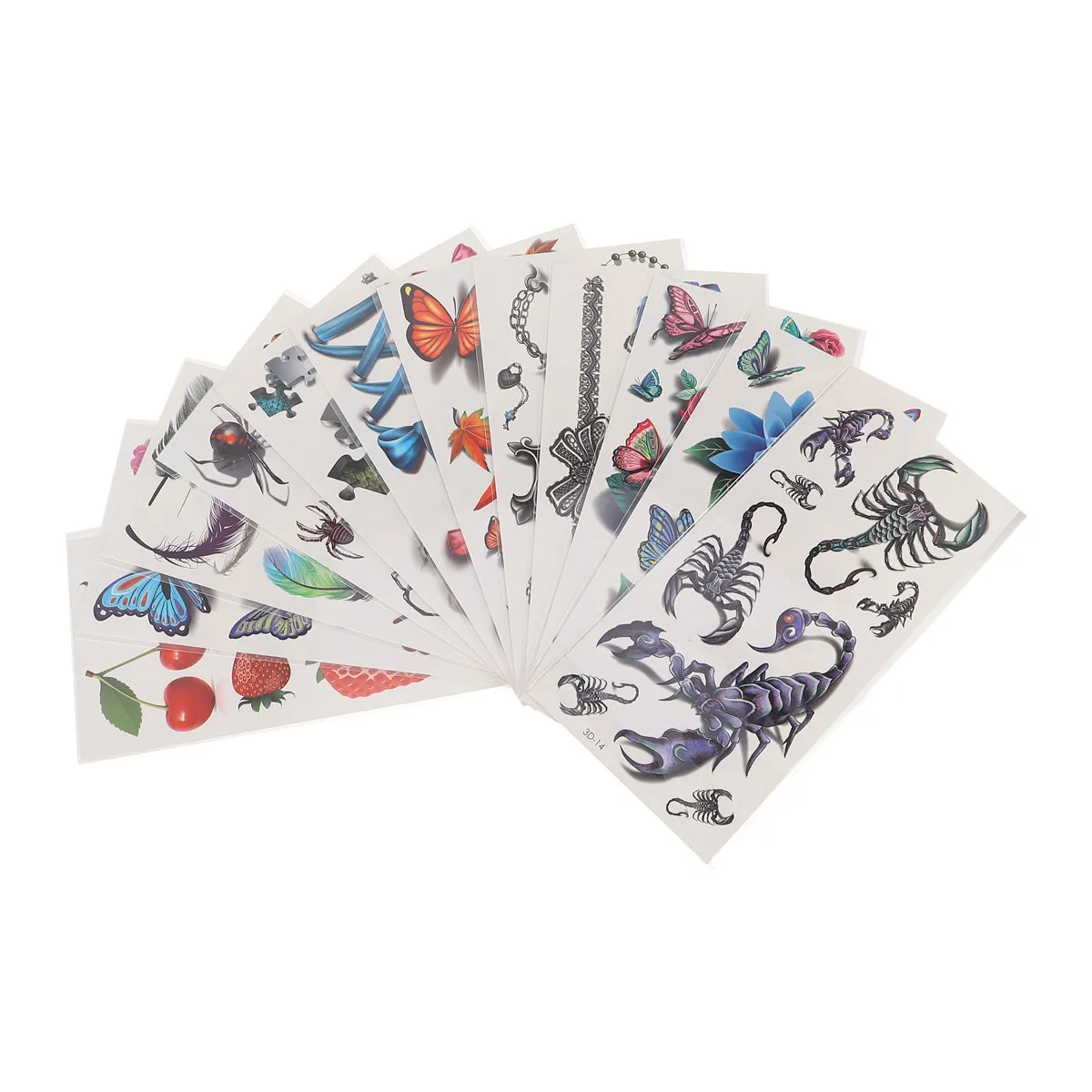 

12 шт. временных татуировок-наклеек, водонепроницаемые, с рисунками скорпиона, паука, цветов, для вечеринок на Хэллоуин, декоративные наклейки