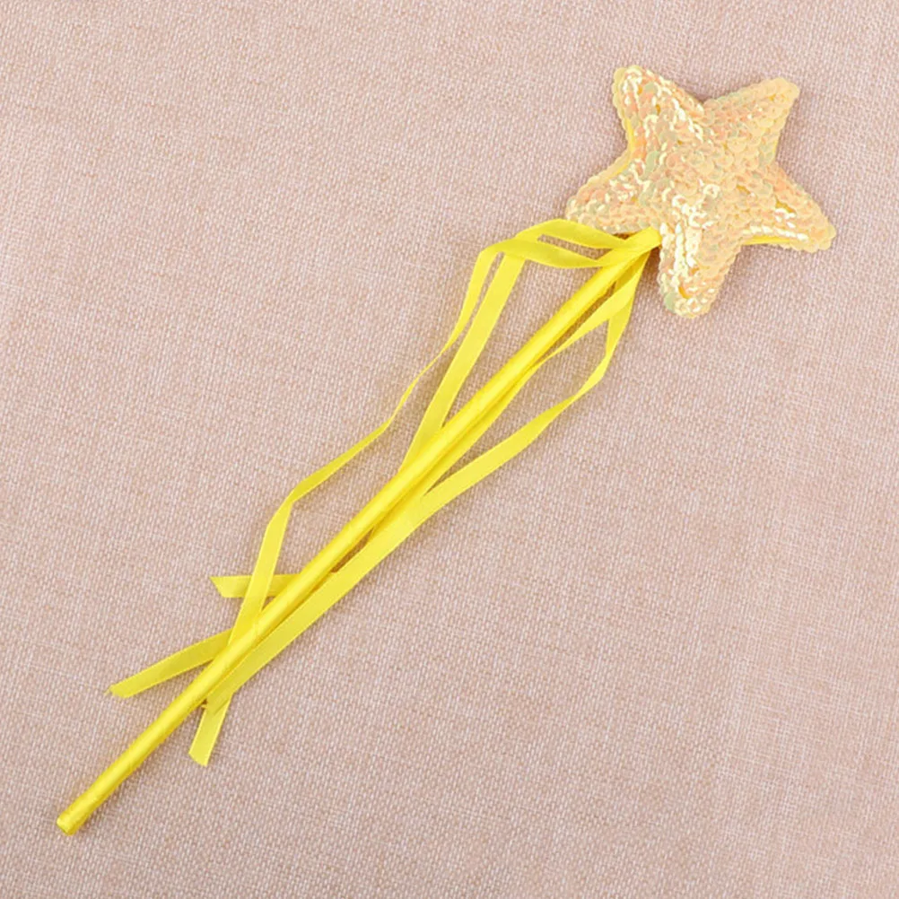 3Pcs Star Shape Fairy Wands Ribbon Design Portable Kids Fairy Rods for Parties Concerts Stage Prop Accessories