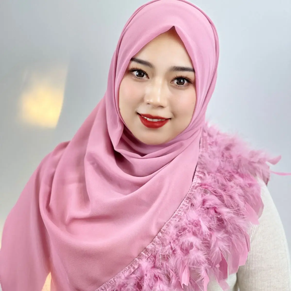 Women Muslim Hijab Chiffon Feather Scarf Turban Islam Stoles Shawl Wrap Scarves Pashmina Bufanda Foulard Headband Turbante Mujer