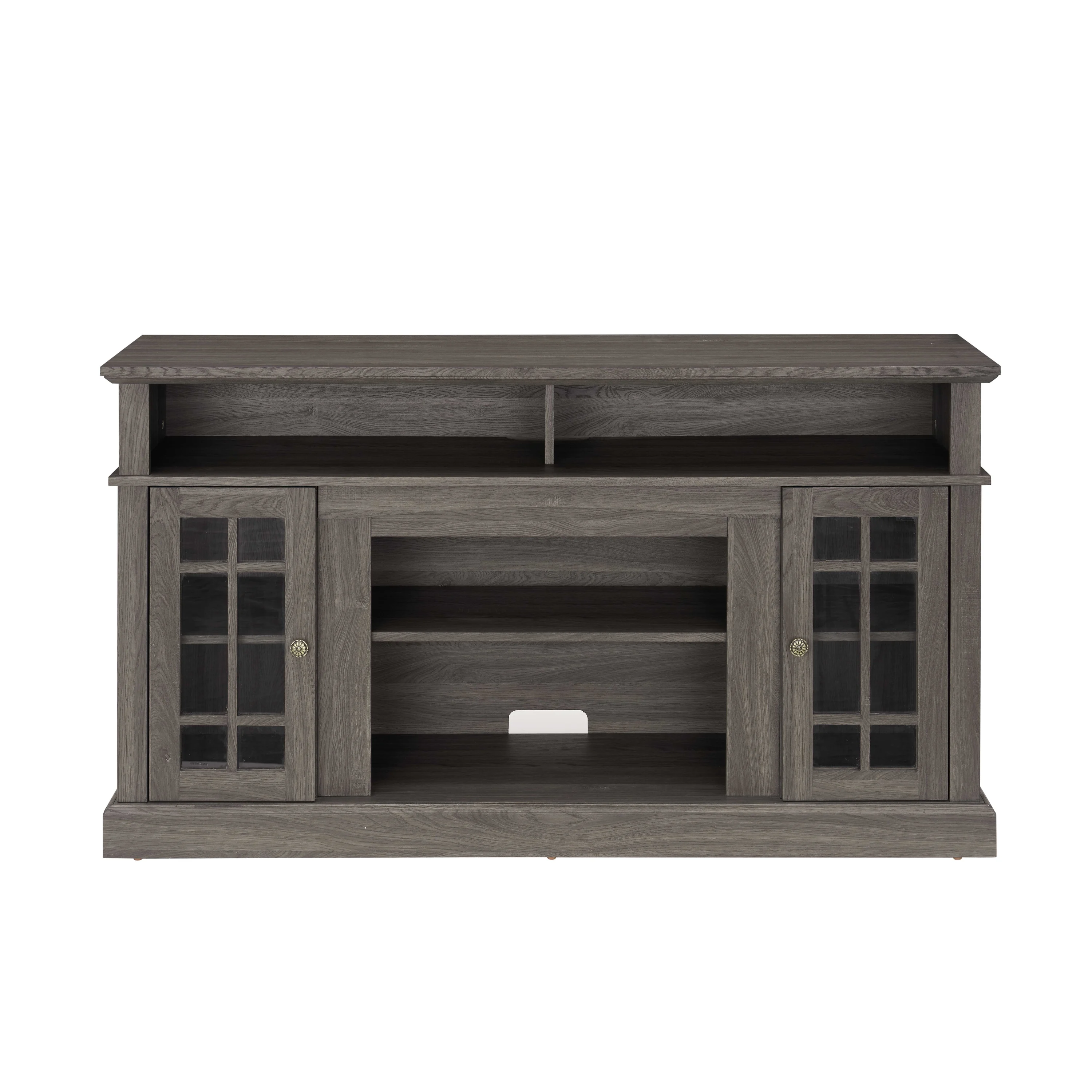 Classic TV Entertainment Console for TVs up to 65 inches with open and closed storage, Dark Walnut/Black