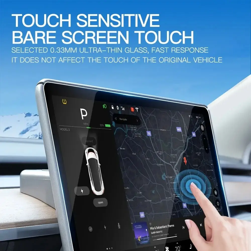 For Tesla Model Y 3 Tempered Glass Screen Protector Center Console Anti Glare HD Film Protection Screen Protecto Accessories