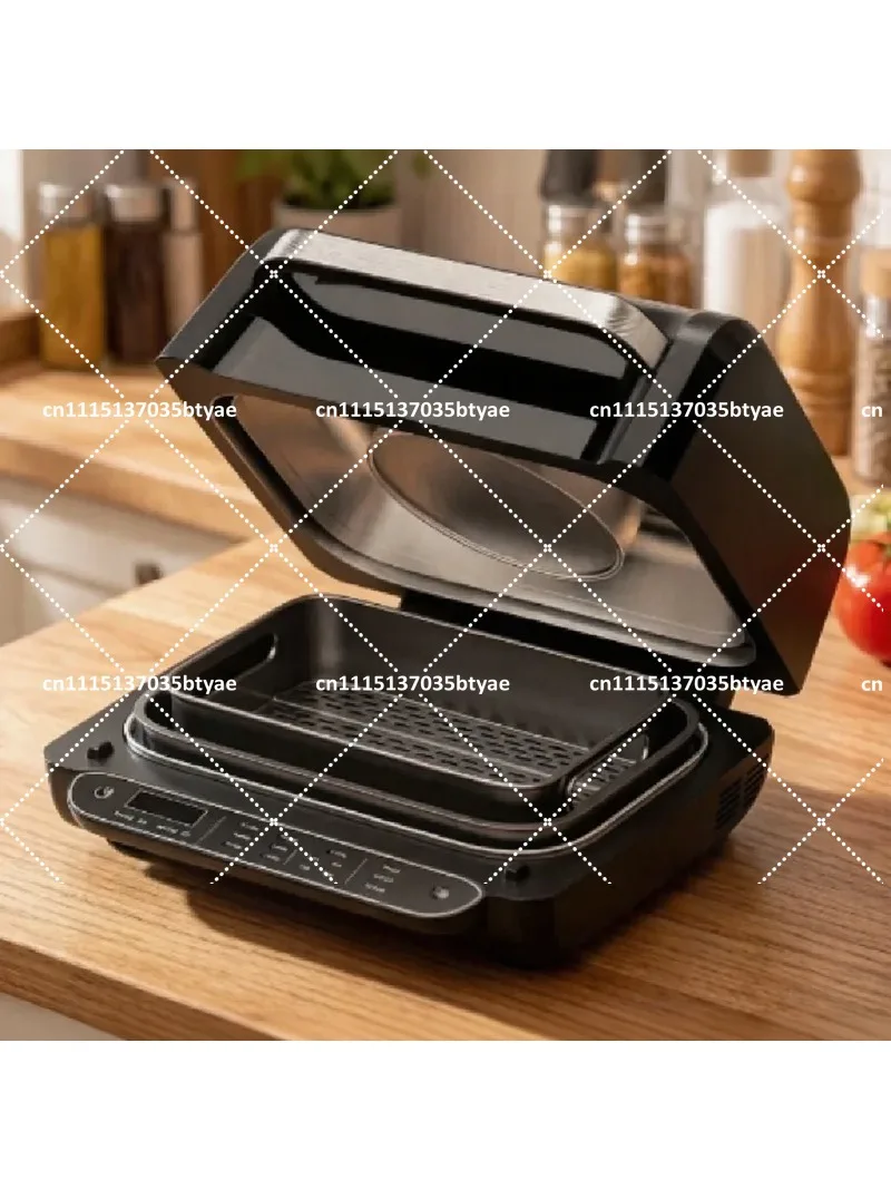 8-in-1 Indoor Smokeless Electric Grill And Air Fryer with Smart Thermometer Multi-Purpose Kitchen Cooker for Home Use