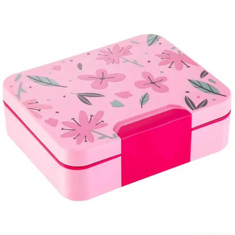 QX2E Lunch Box Set for Kids with 3 Compartments, Round Jar and Small Cup for School Lunch Carry and Daycare Use