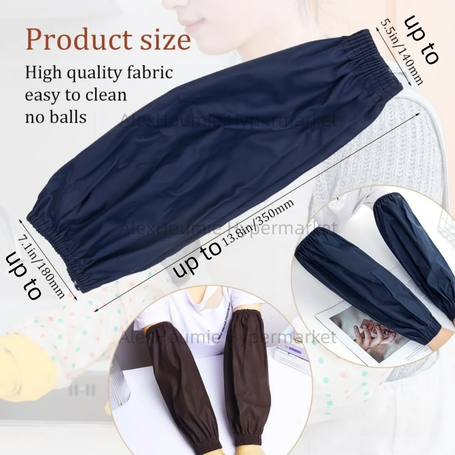 

Waterproof Oversleeves Arm Sleeves Covers with Elastic Cuffs Gardening Sleeves Waterproof Ideal for Car Washing and Cooking