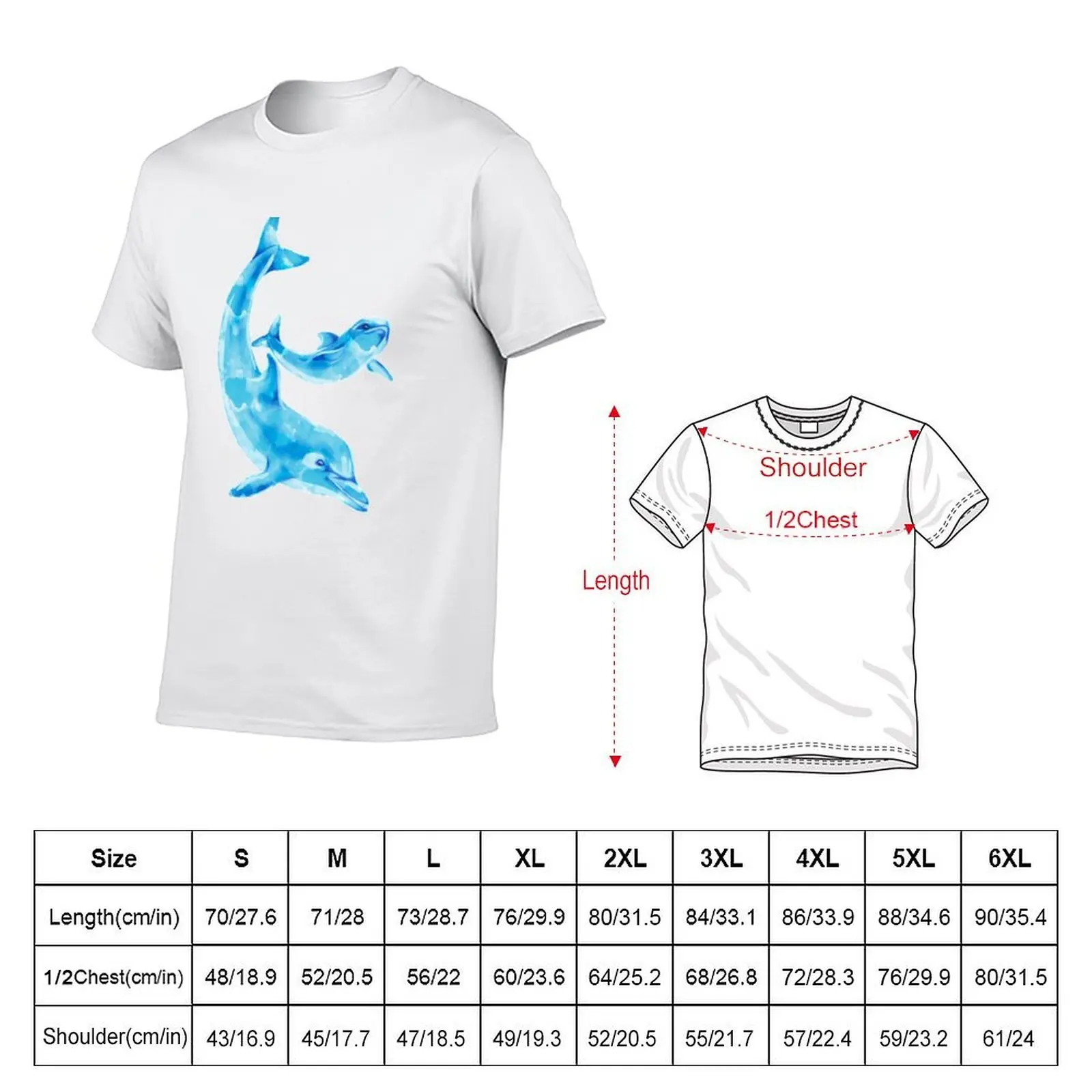 Watercolor Dolphin T-Shirt anime figures street wear men graphic t shirts