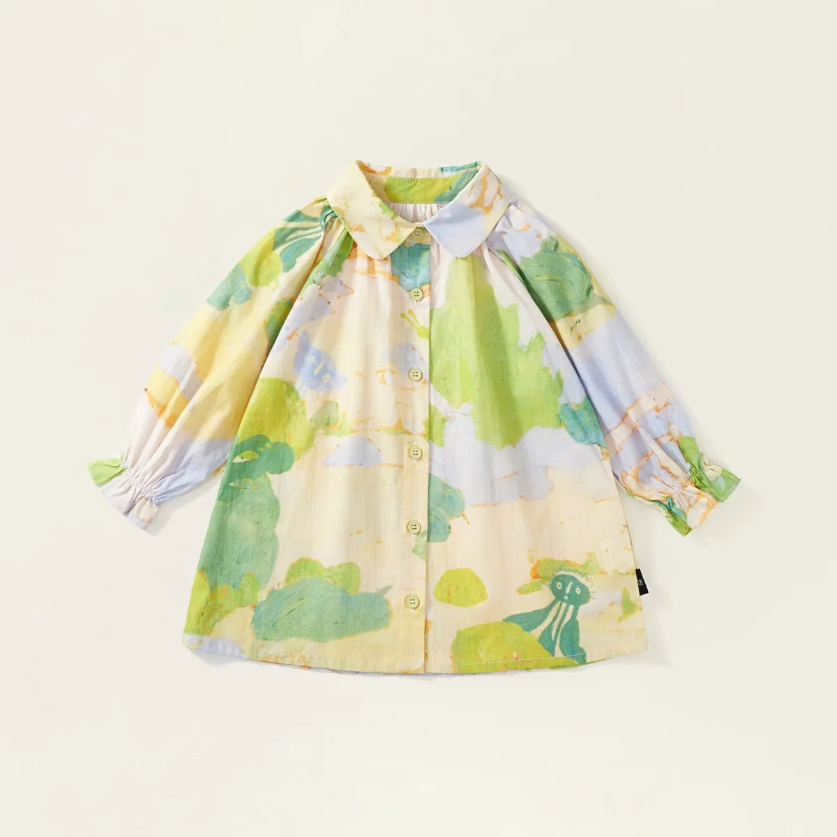 2024 Spring New in Kids Baby Girls Cute Clothes Children Full Sleeve Oil Painting Style Lapel Shirt Dress Toddler Outwear 2-7Y