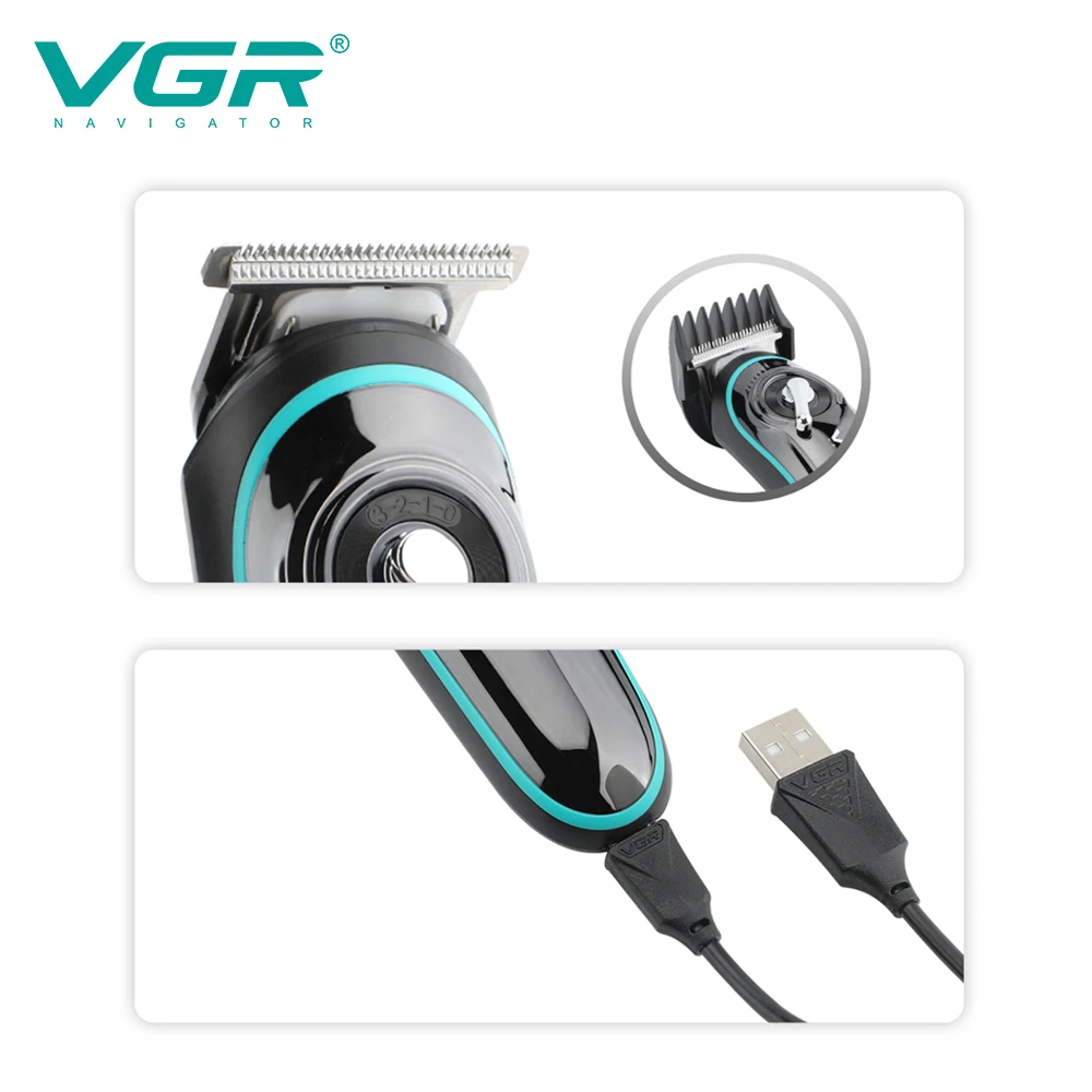 เครื่องเล็มหนวดไฟฟ้า V-075 vgr แบบมืออาชีพที่โกนหนวดไร้สายชาร์จได้สำหรับผู้ชาย