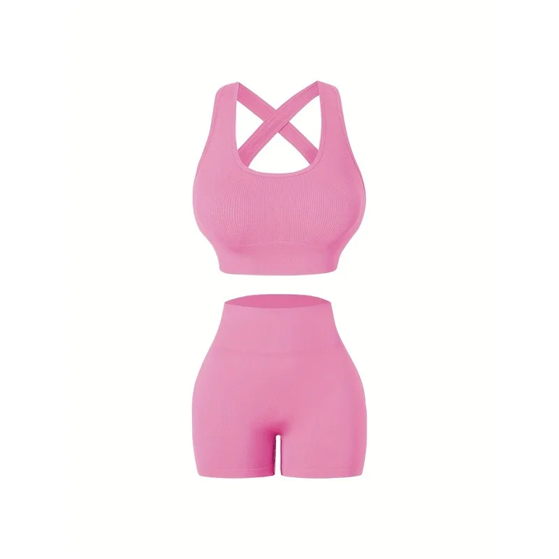New Solid ColorSports Vest, Yoga Clothes, Women's Fitness Bra, Shock-absorbing Yoga Pants, Pilates Beauty Back Bra, Sports Suit.
