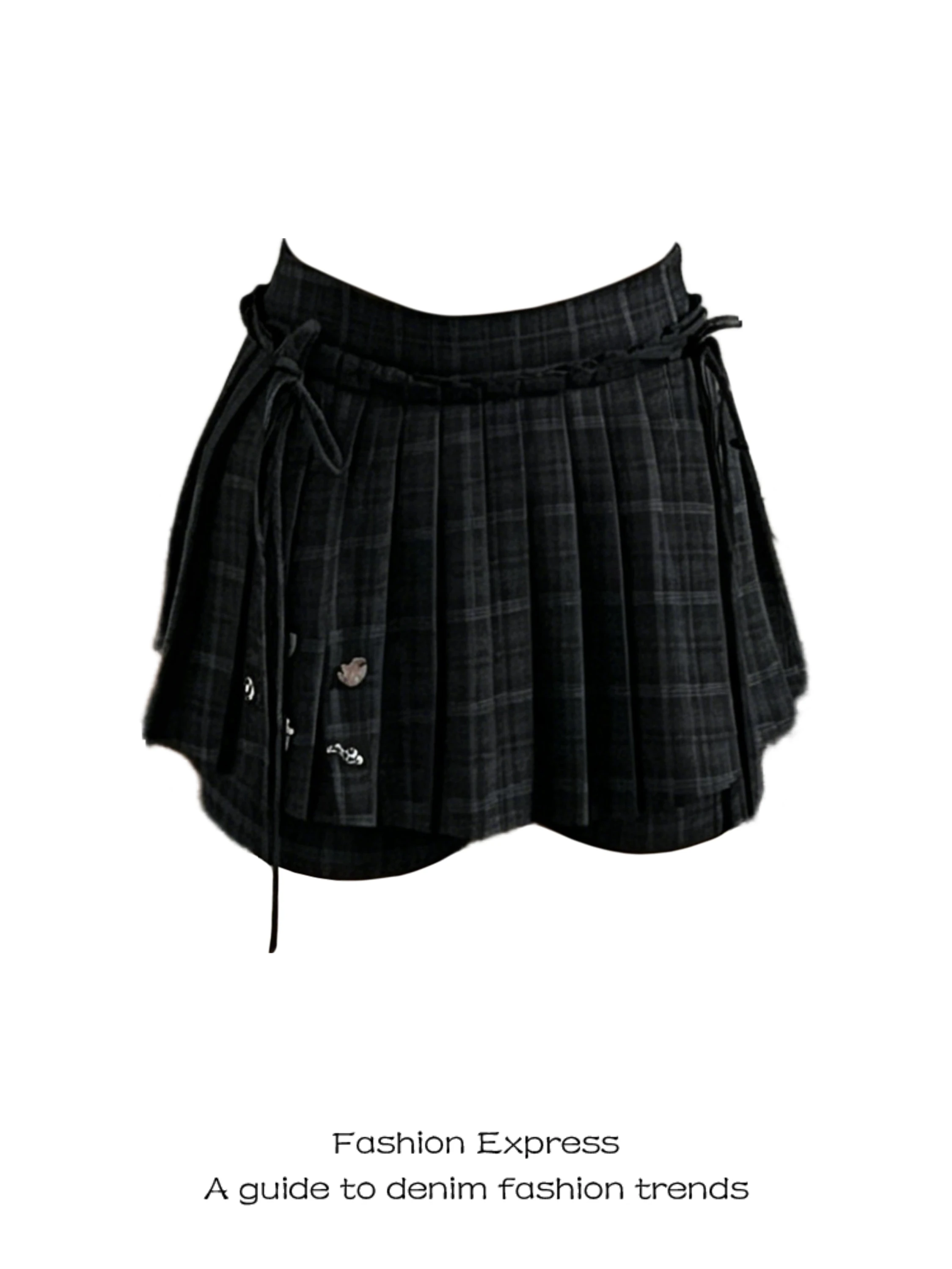 

Gray Plaid Short Pants Women's Early Sensation Light Asian Style Summer Commute Style Natural Waist Elastic Waistband