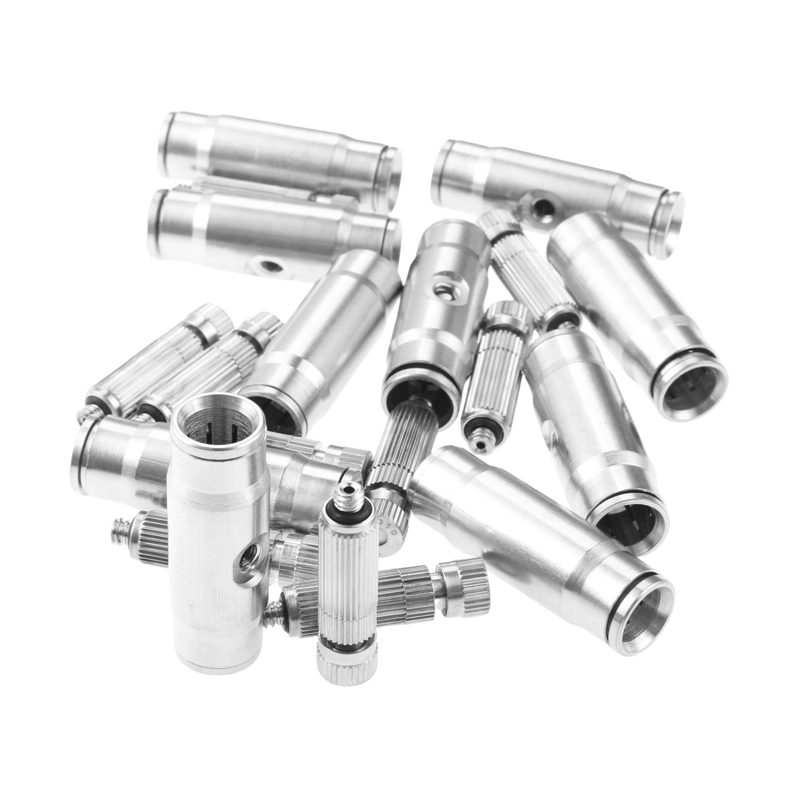 10pcs Brass Precision Misting Nozzles + 3/8″ Slip-lock Connectors Integrated Filters Anti-drip High Pressure Cooling Irrigation