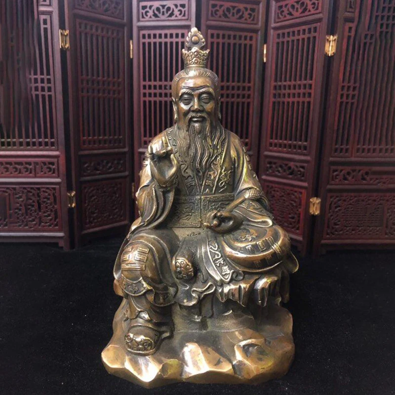 Brass statue of Laojun for worship, home living room decoration