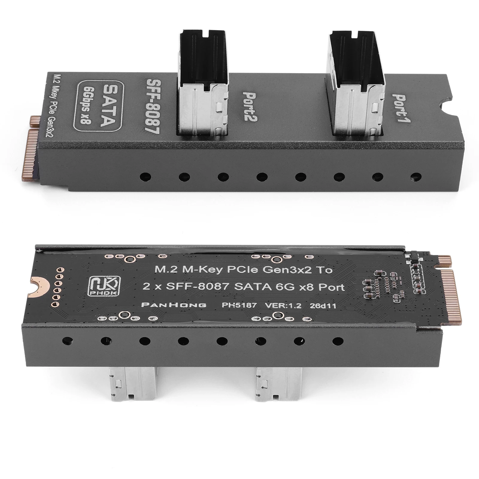 M2 M-Key To 2 Port SFF8087 SATA6Gx8 Hard Drive Adapter Adapter Card Adapter Converter Card Module for Storage Upgrade