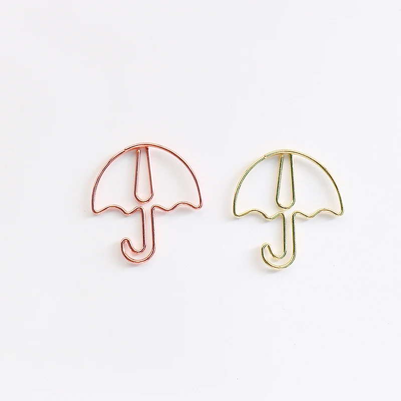 20pcs Umbrella Shape Paper Clip Creative Cute Bookmark Metal Color Cartoon Paper Clips For Planner Office Stationery