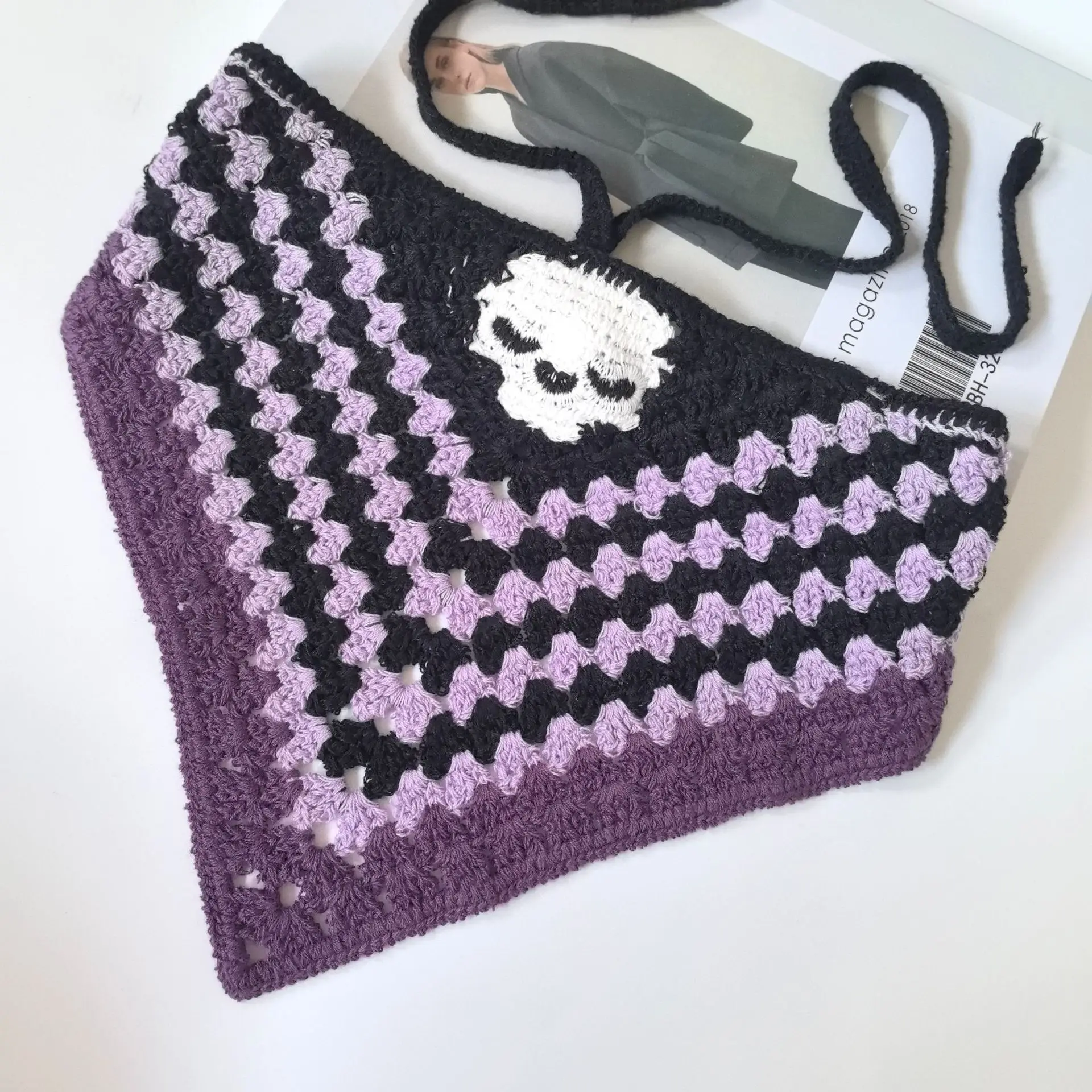 

Уютный головной платок «летучая мышь» на Хэллоуин — вязаная хлопковая бандана и грелка для ушей для женщин