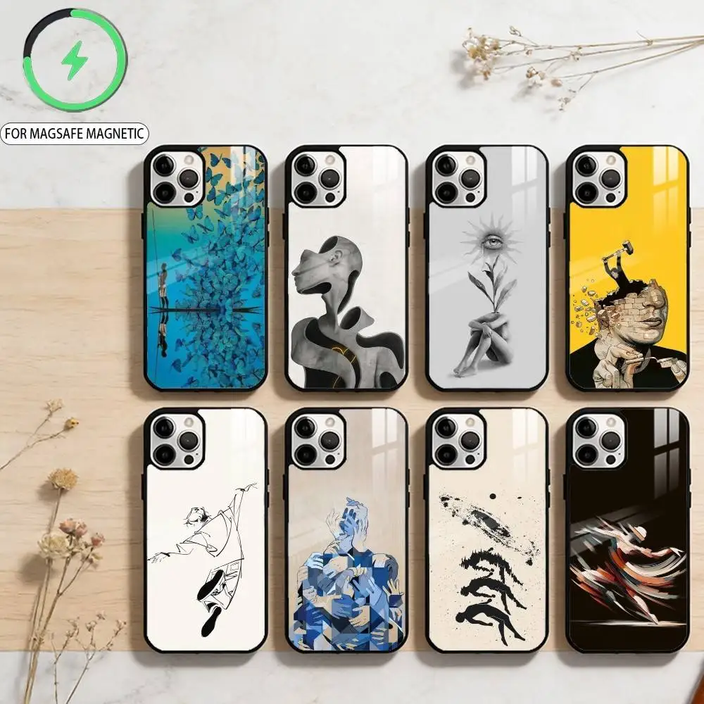 

COOL S-Surreal-AL Figure A-Art Phone Case For iPhone17,16,15,14,13,12,11 Plus,Pro Max Magnetic For Magsafe Wireless Charging