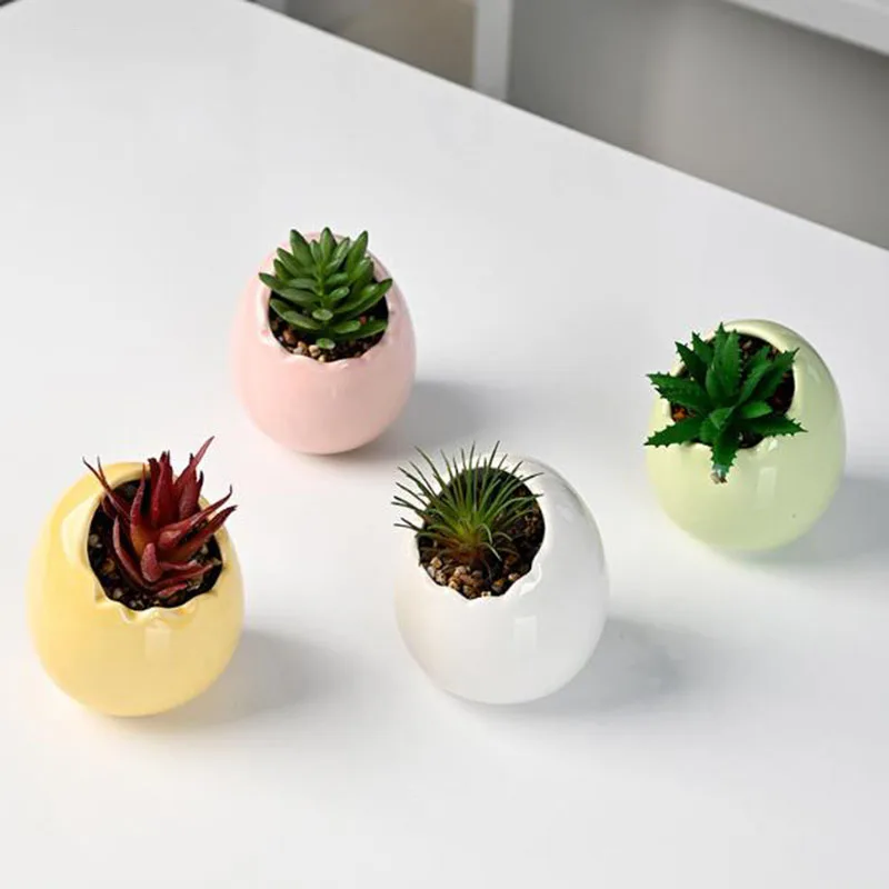 Ceramic Flowerpot Eggshell Bonsai Vase Easter Festival Decorated Succulent Plant Pot Gardening Planter Home Decor