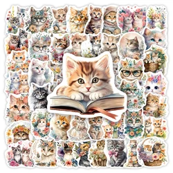 Watercolor Aesthetic Cute Cat Kitty Stickers DIY Gift Toy Waterproof Decal for Laptop Phone Scrapbook Luggage Bottles Decorative