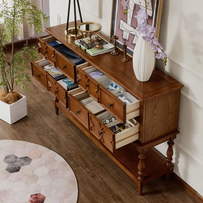 wood porch cabinet retro French living room aisle antique chest cabinet partition cabinet foyer wall storage table