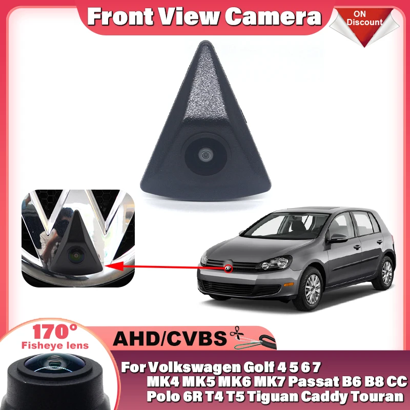 

170 ° Камера переднего вида 1080P для Volkswagen для VW Golf 4 5 6 7 MK4 MK5 MK6 MK7 Passat B6 B8 CC Polo 6R T4 T5 Tiguan Caddy Touran