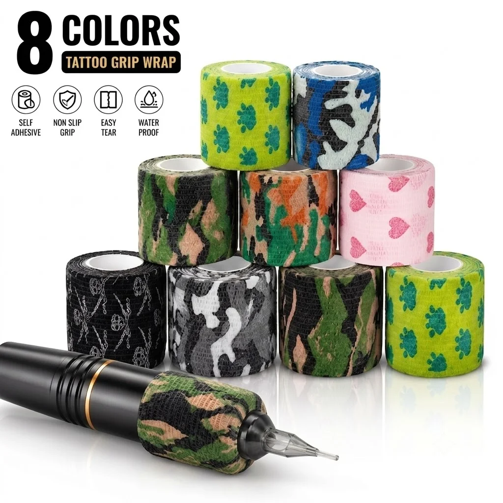 Tattoo Grip Bandage Cover Wrap Self Adhesive Elastic Tape Non Slip Waterproof Disposable Sports Protection Tattoo Accessories