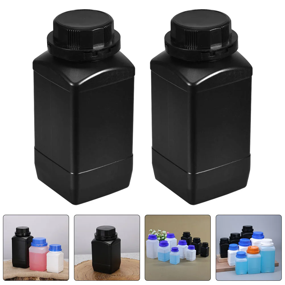 

2 Pcs Big Mouth Square Bottle Plastic or Wide Liquid Storage Pe Labs Reagent Sample Sealing