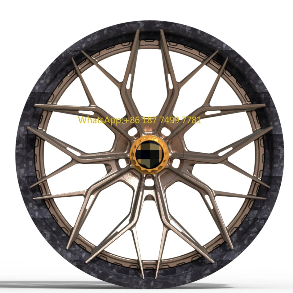 

20 21 Inch ET Matte Bronze Two-piece Forged Alloy Wheels Multi-spoke Custom Luxury Car Rims