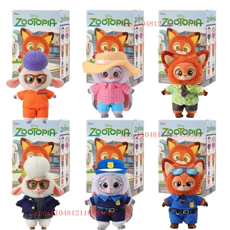 Boîte aveugle de Zootopia Disney, poupée en peluche en vinyle, boîte mystère, figurines d'anime, cadeau de Collection de dessins animés
