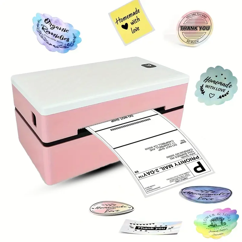 Bluetooth Thermal Printer Pink D200 Portable Wireless Small Shipping HD Printer Compatible with iPhone Android Mac Window