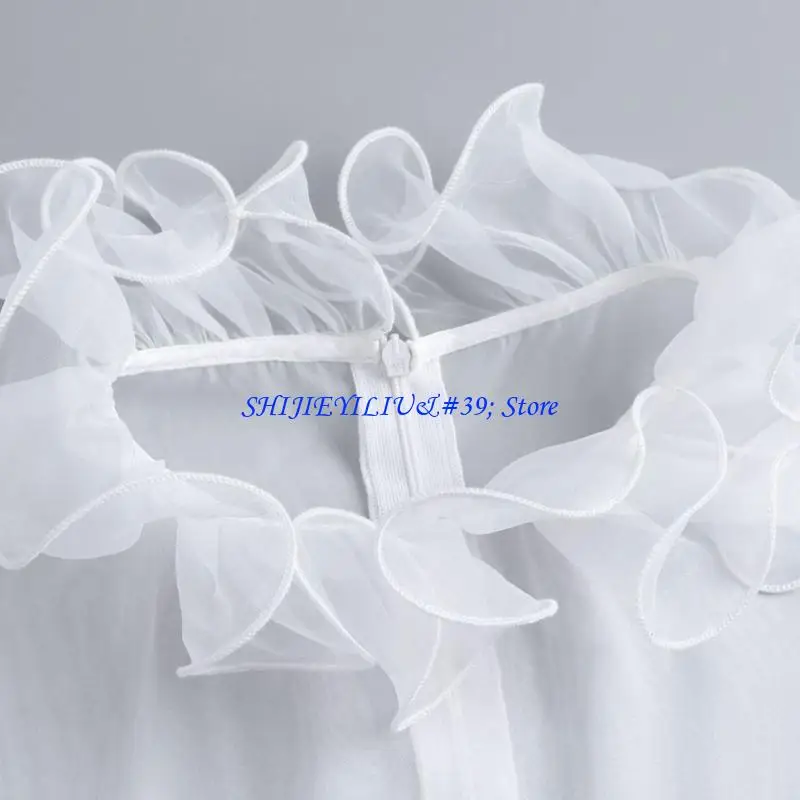 e21f-ファッションフリル装飾襟とアームカフスリーブセット女性のフォーマルドレス