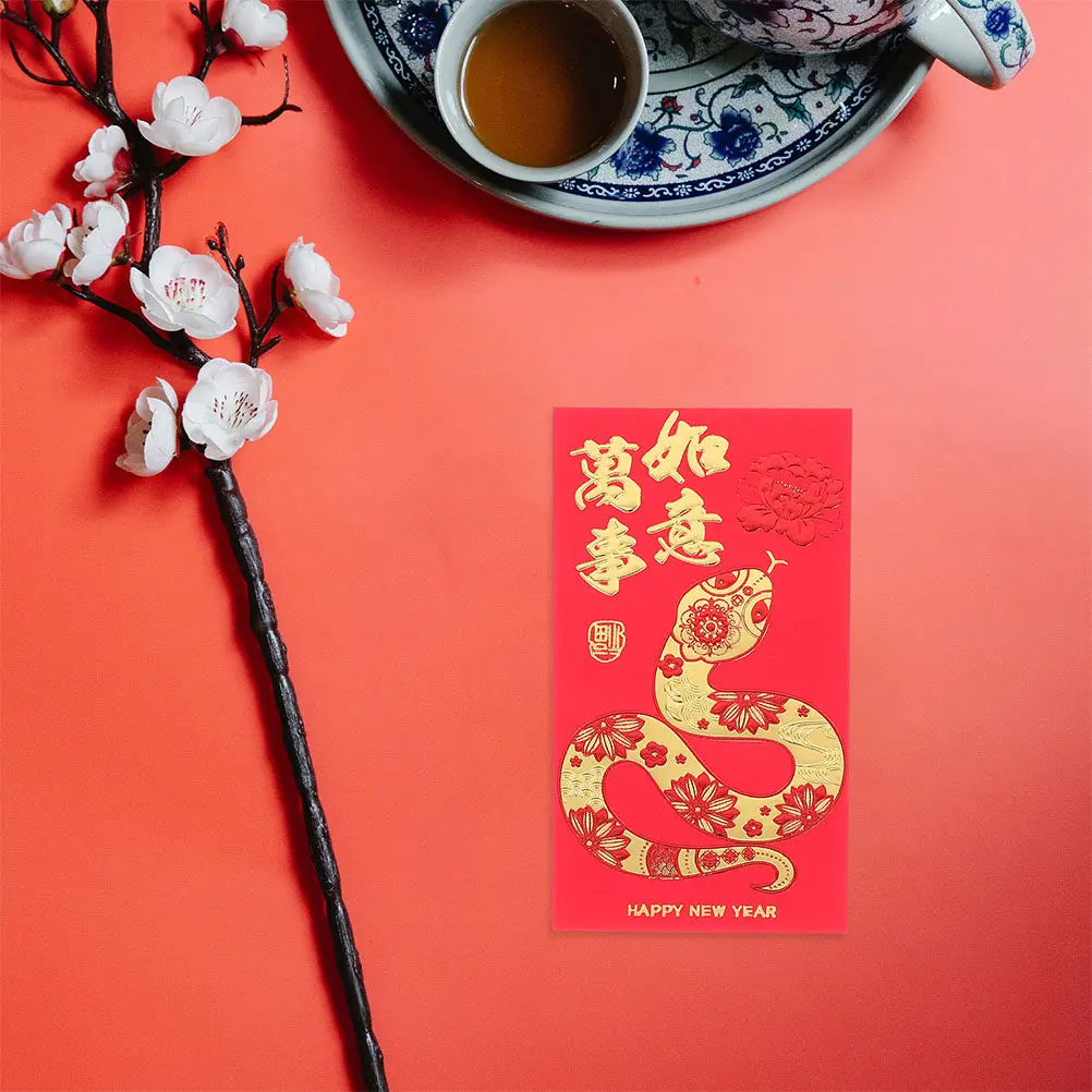 

60 шт. красных конвертов с изображением змеи, декоративные конверты для денег на Китайский Новый год, свадьбу, Весенний фестиваль