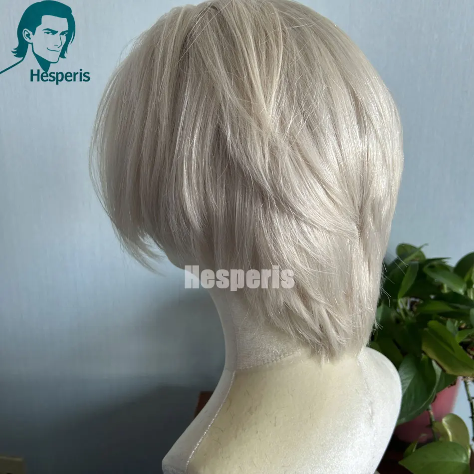 Hesperis 13x4 شعر الإنسان شعر مستعار أشقر فضي مع جزء جانبي تأثيري قصير البلاتين شقراء الدانتيل الجبهة شفافة غلويليس الباروكات