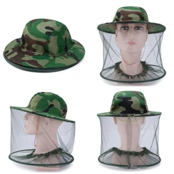 Camouflage Shawl Gauze Hat Outdoor Anti-mosquito Anti-bee Mesh Fishing Hat Insect-proof Face Protection Mesh Cap for Men Women