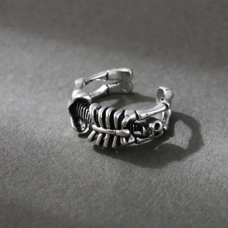 Fashion Skull Man Ring Adjustable Open Punk Evil Ring Jewelry Anime Retro Hip Hop Halloween Party Gift Wholesale