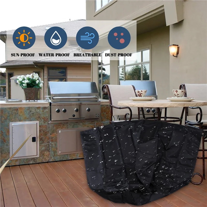J1UL1N Waterproof BBQ Cover Barbeque Rolling Cart Grill Cover For Weber Q1000 Q2000 Series Protector ,UV Resistant