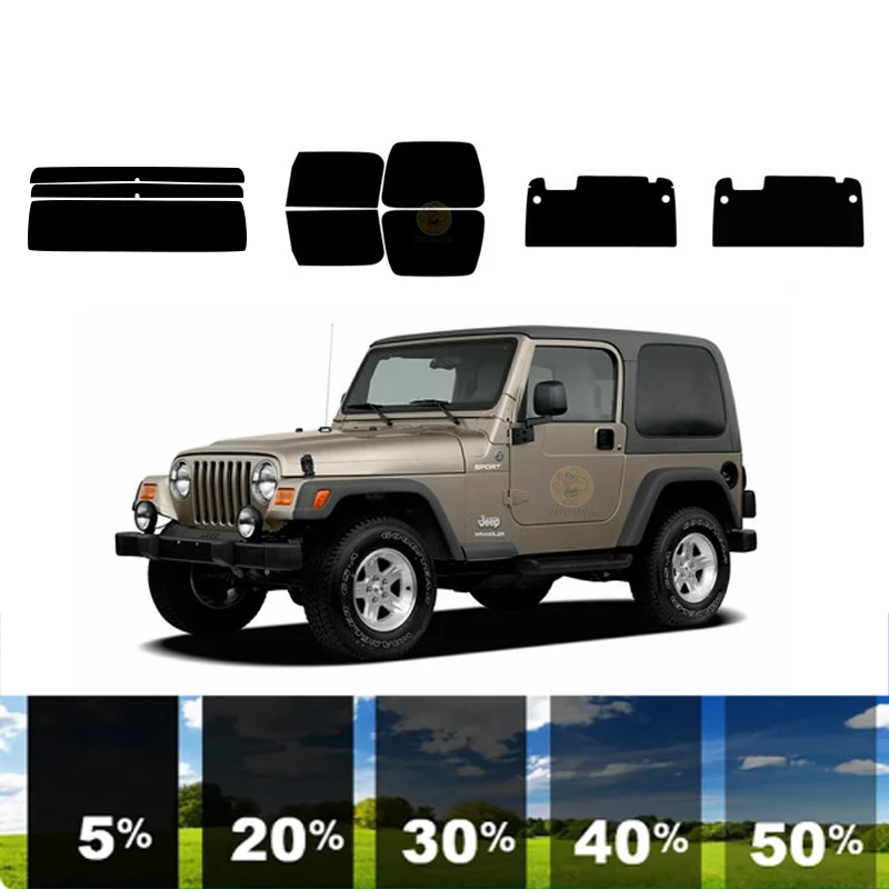 

precut Removable Window Tint Film For Car 100% UVR 5%-70%VLT Heat Insulation Carbon ﻿For JEEP WRANGLER 2 DR SUV 1997-2006