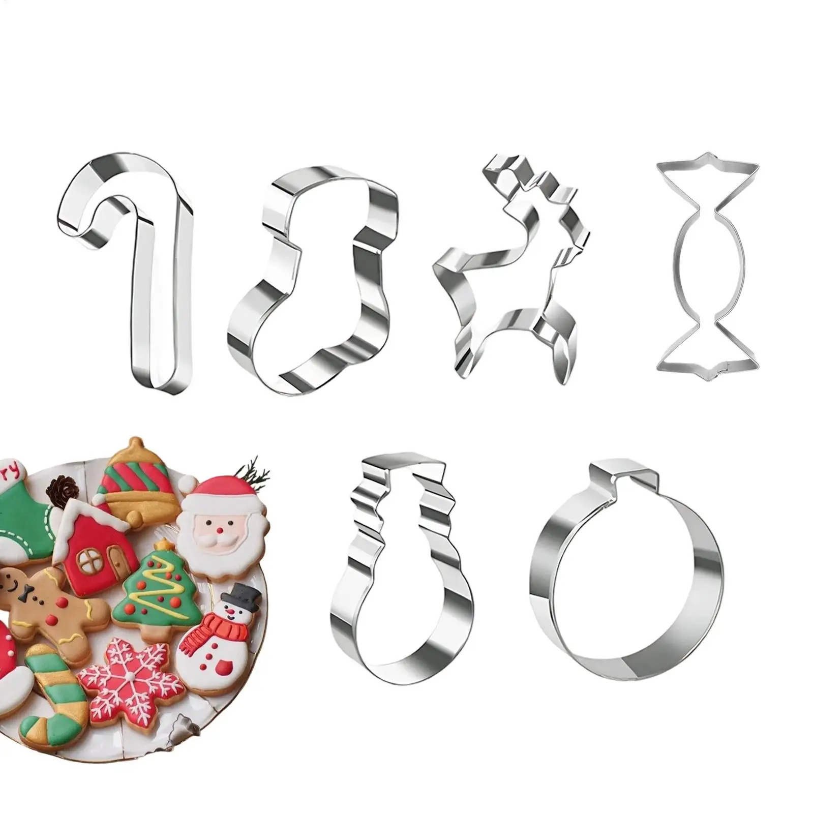 6Pcs Weihnachten Cookie Cutter Lebkuchen Weihnachten Baum Form Weihnachten Kuchen Dekoration Werkzeug Navidad Geschenk DIY Backen Cookie Form